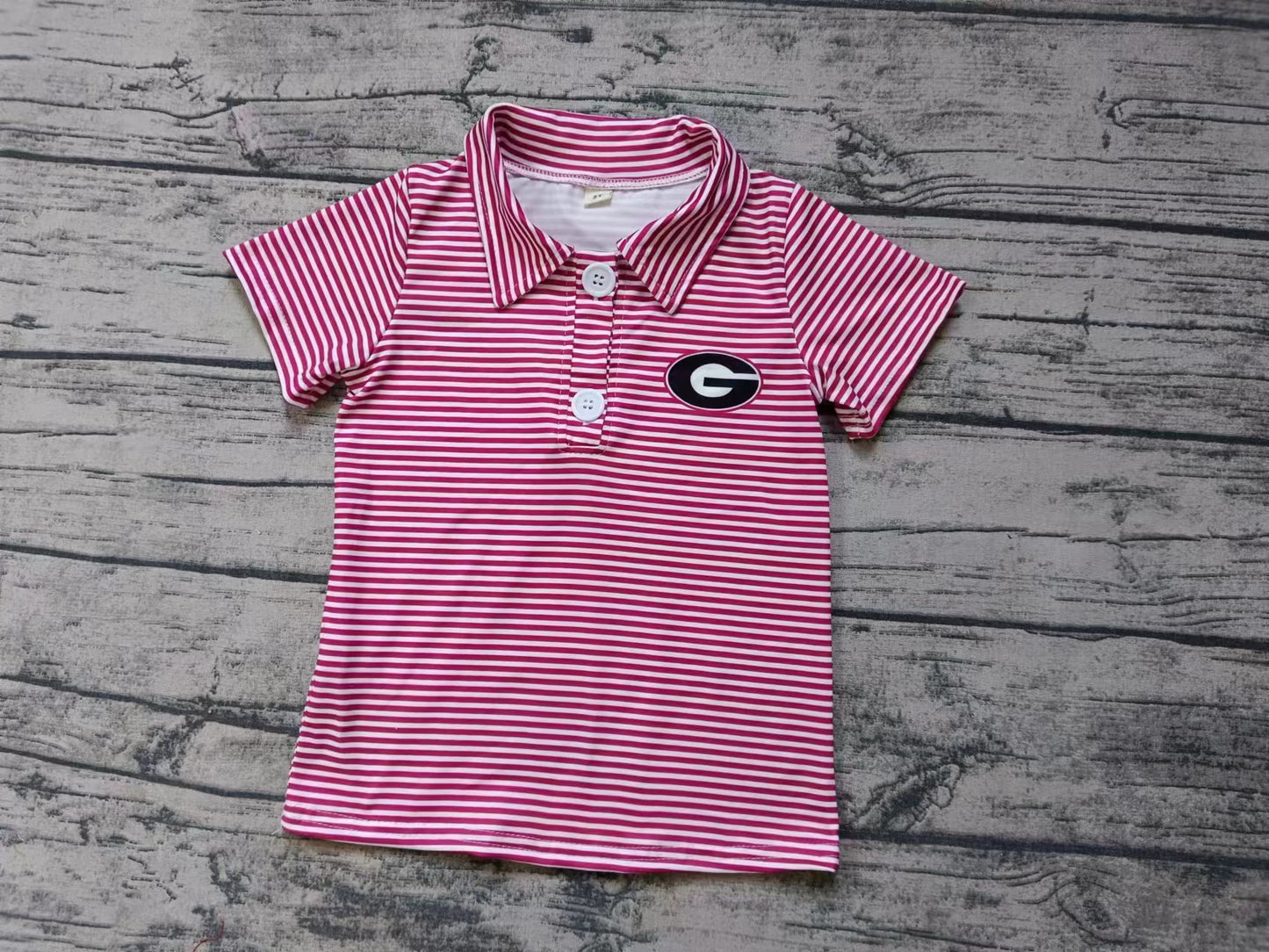 custom moq 5 eta 5weeks mix size Team G boys red striped short sleeve Top