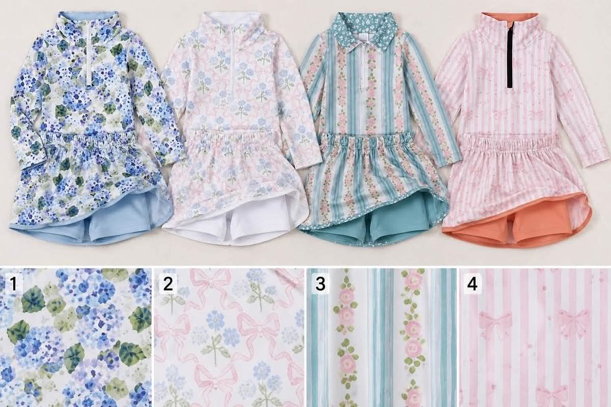 RTS NO MOQ Sibling milk silk Baby Girls Flowers Long Sleeve Zip Top Skirt Cute Sets