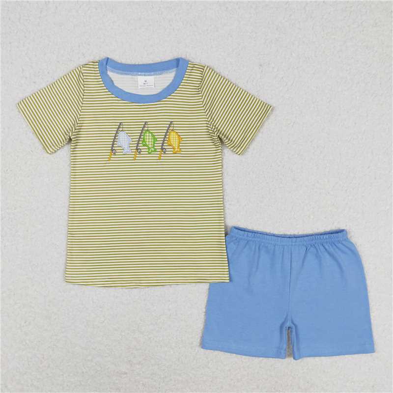 Baby Boys Shirt Shorts Summer Embroidery Rompers Outfits Clothes Sets