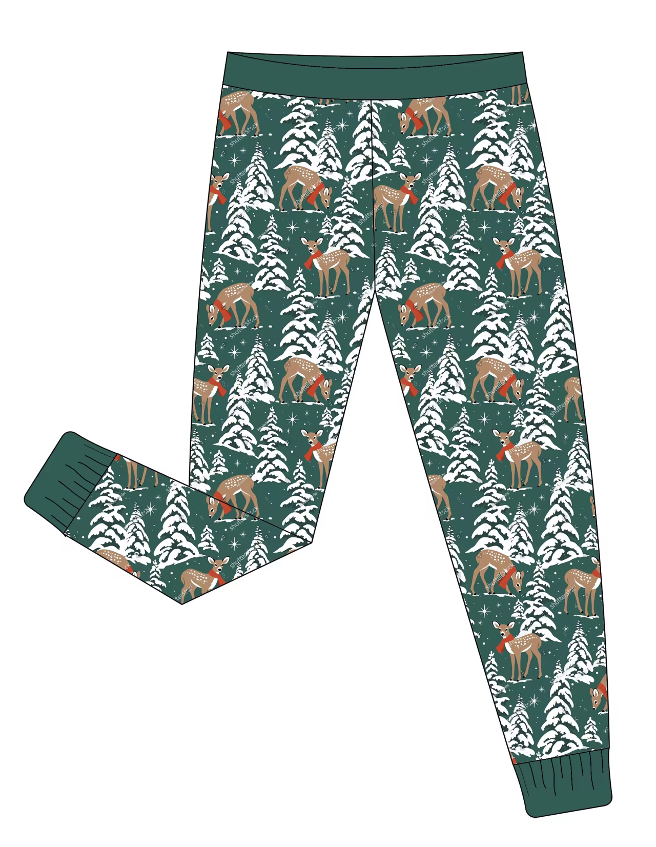 Customer  moq  3 eat 6-8weeks  Christmas Elk Green Stretch Trousers