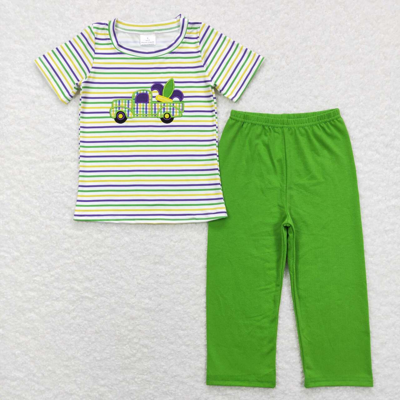 RTS NO MOQ Sibling baby Girls Boys clothes embroideryMardi gras Pajamas Clothes Sets and rompers