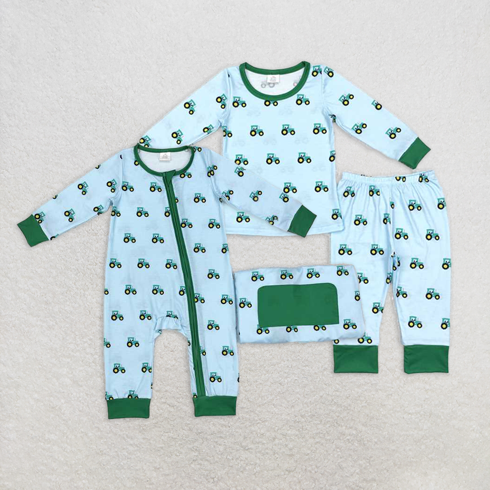 RTS NO MOQ baby Girls Clothes tractor long sleeve pant Sets and romper
