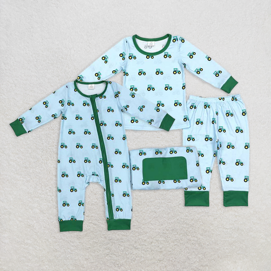 RTS NO MOQ baby Girls Clothes tractor long sleeve pant Sets and romper