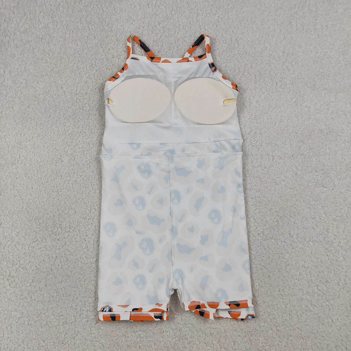 RTS NO MOQ GSD3634 Baby Girls Orange Leopard Strap Yoga Shorts Knee-Length Active Dress