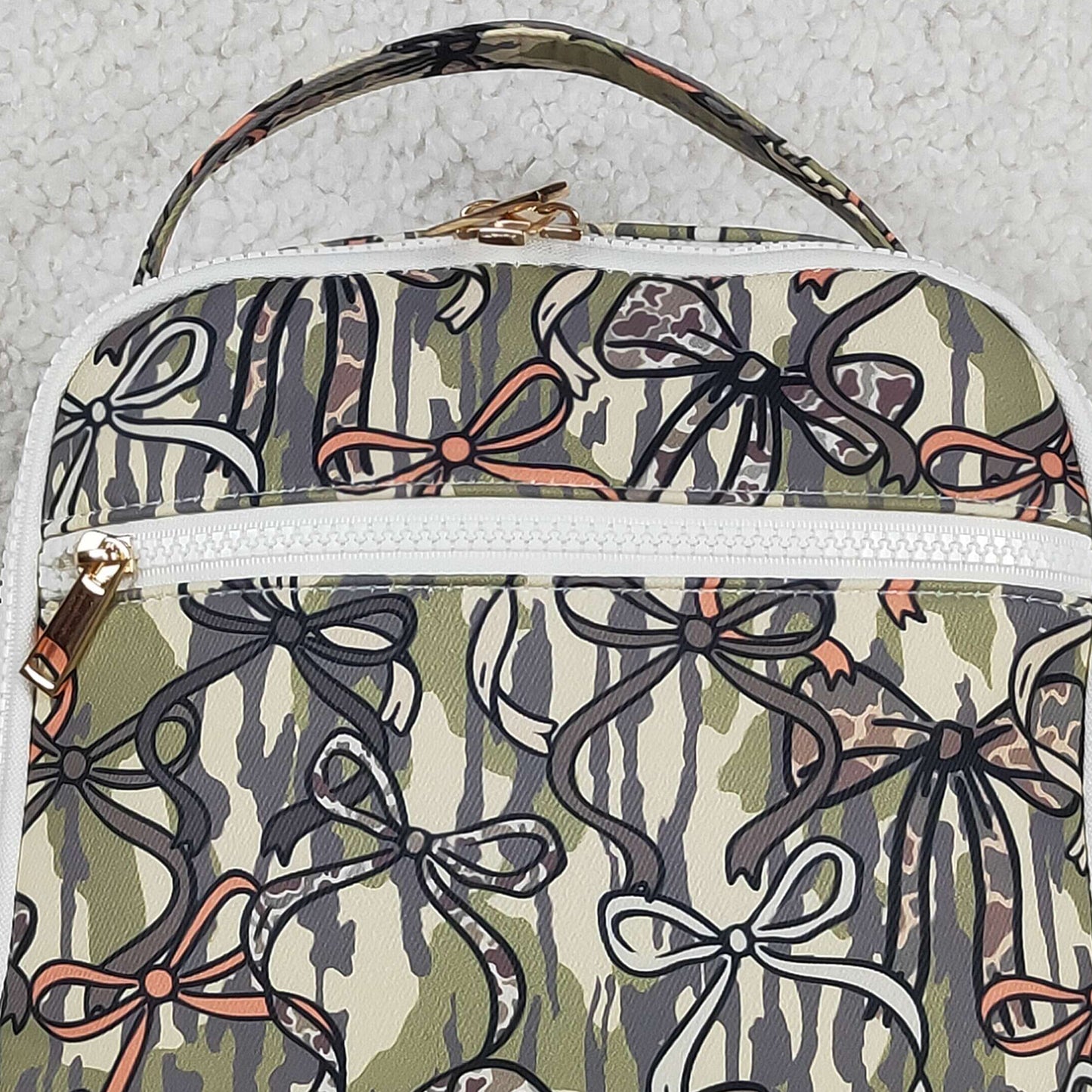 RTS NO MOQ BA0393 Little Kids Southern Olive Camo Bow Lunch Bags