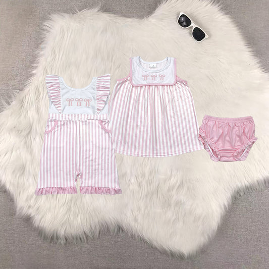 Sibling Baby Girls clothes bow Summer Sibling Sister Clothes briefs Sets jumpsuit