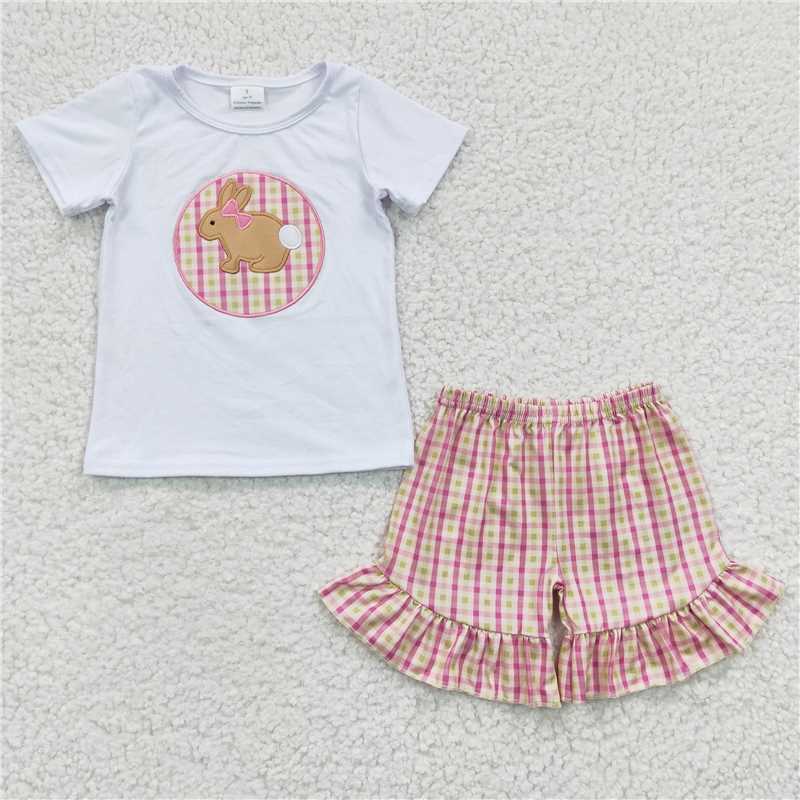 RTS NO MOQ baby girl clothes easter short-sleeved shorts suit & short-sleeved sets