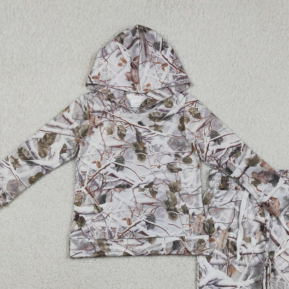 RTS NO MOQ BLP1400 Baby Boys Southern Leaves Camo Hoodie And Jogger Set with Pockets Baby Outfit Clothes Set