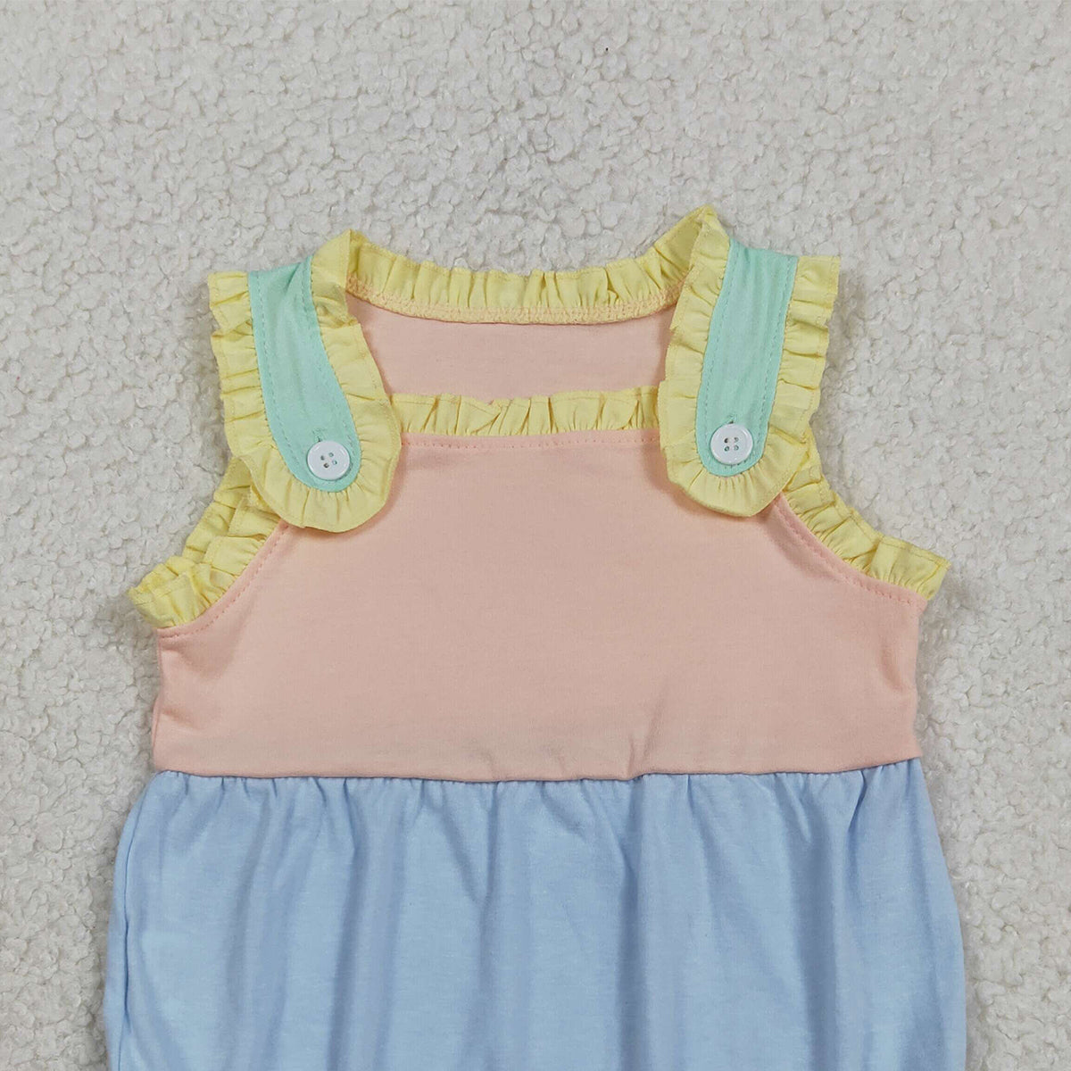 RTS NO MOQ SR3772 Baby Girls Sleeveless Rompers Pink Blue Ruffle