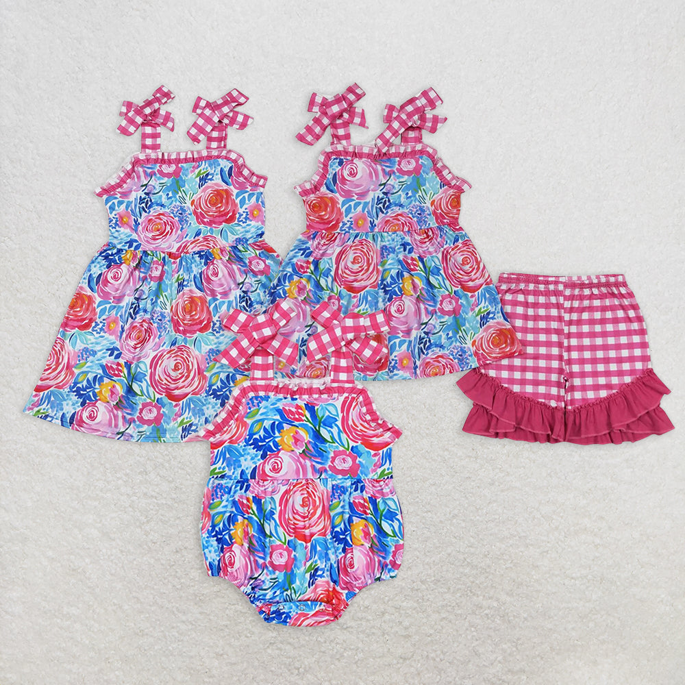 RTS NO MOQ Girls clothes floral short sleeve Clothes Sets dress romper