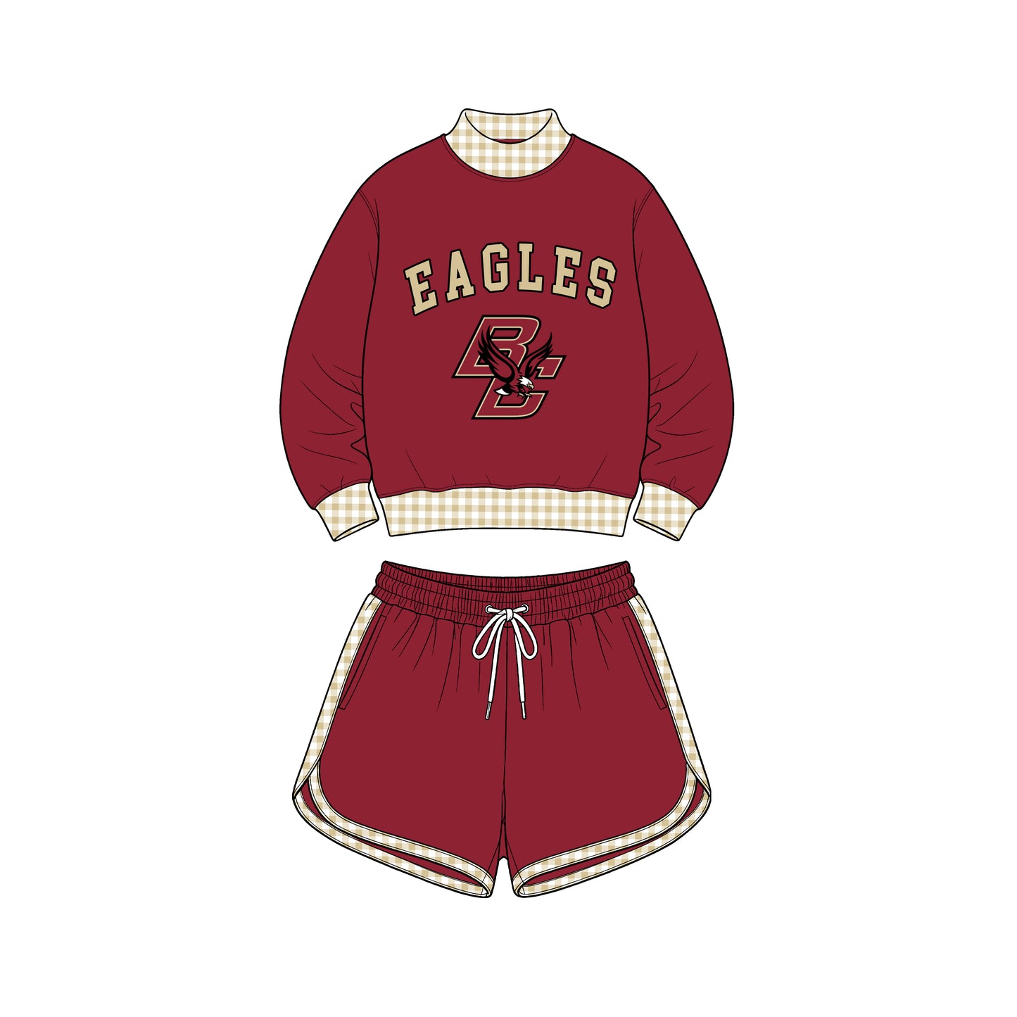 custom moq 5 mix size XY072501 Baby Kids Letter Print Checked Long Sleeve Top Shorts Casual Daily Team Outfit