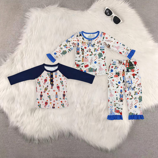RTS NO MOQ Sibling Baby girls boys Christmas long-sleeved trousers suit & top