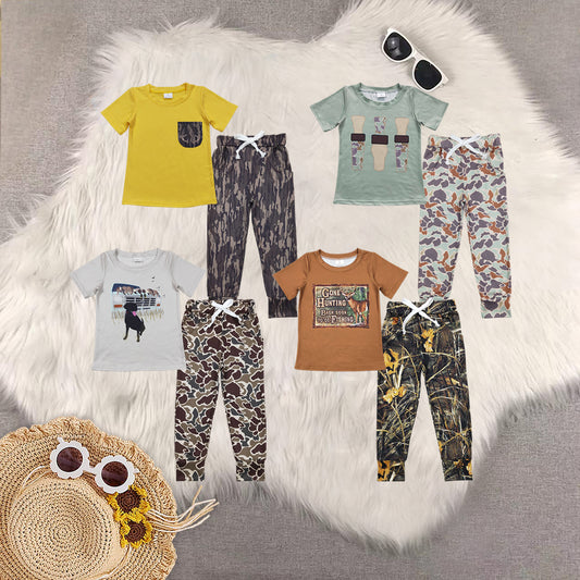 RTS NO MOQ Sibling baby boy clothes camouflage short sleeve pants Sets