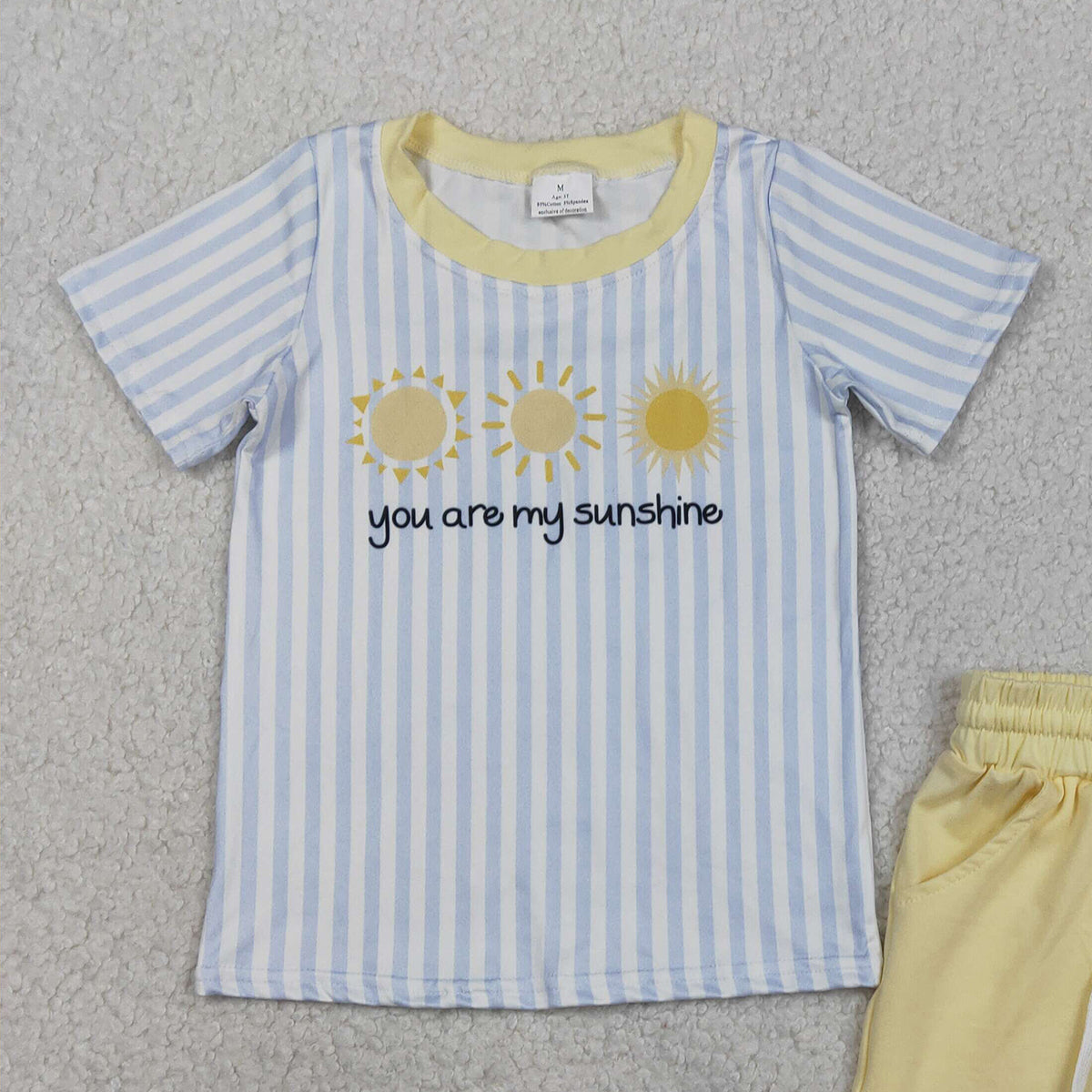 RTS NO MOQ BSSO1734 Baby Boys 'You Are My Sunshine' Striped Top with Pockets And Shorts Clothing Set