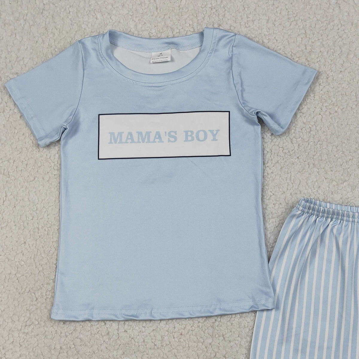 RTS NO MOQ BSSO1876 Light Blue Baby Boys Outfit Set with Stripe Shirt Top And Shorts Outfit