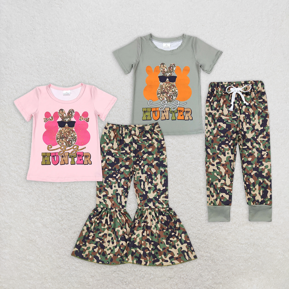 RTS NO MOQ Boys girl easter short-sleeved shirt pants clothing set
