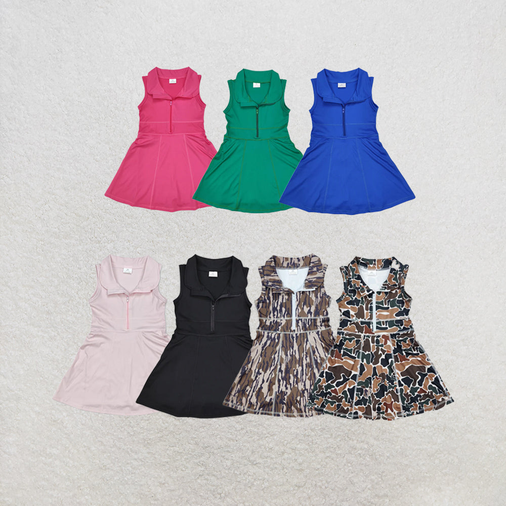 RTS NO MOQ Sibling Baby Girls Athletic Zip Active Wear Work Out Dresses
