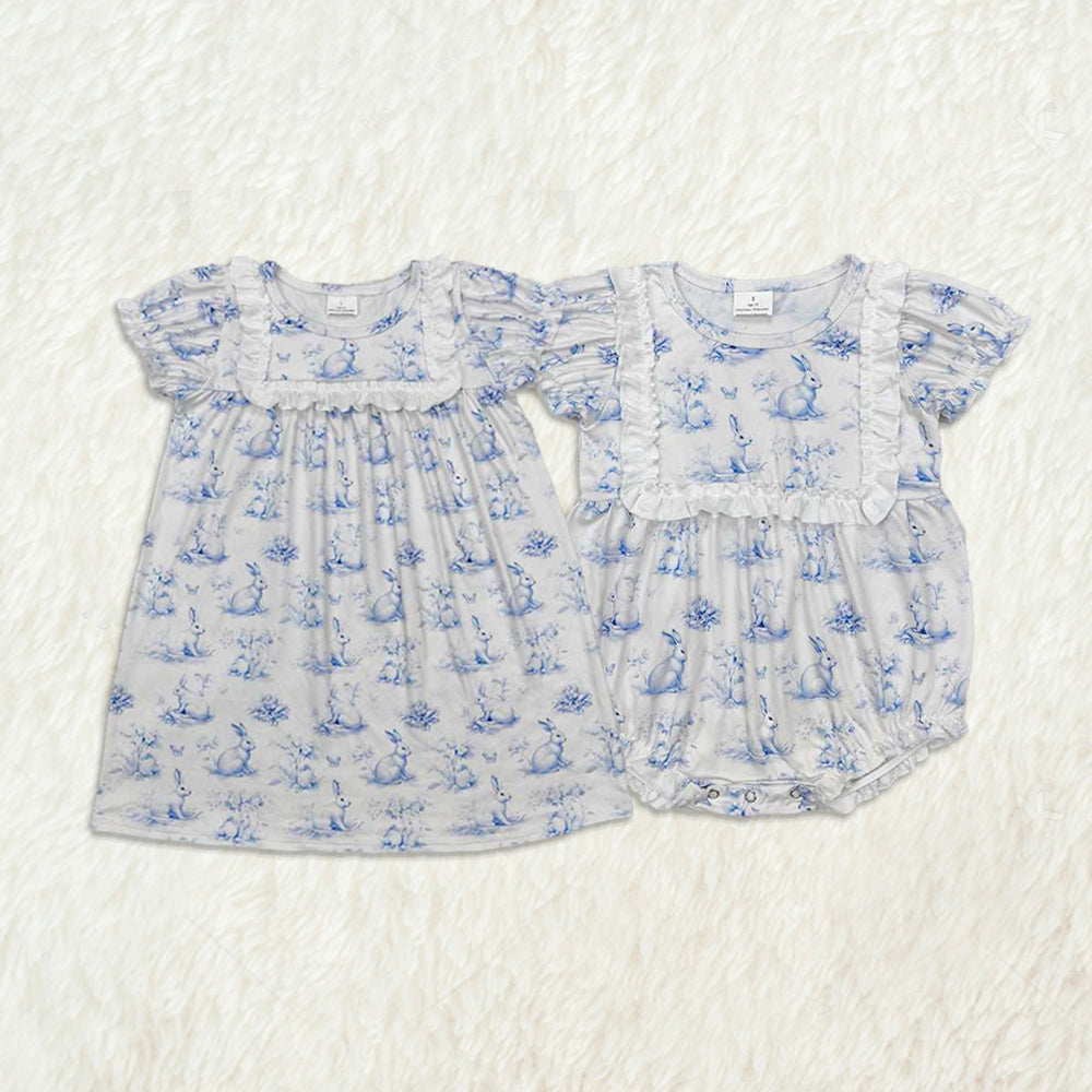 RTS NO MOQ baby girl clothes easter short-sleeved romper dress