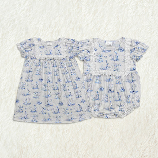 RTS NO MOQ baby girl clothes easter short-sleeved romper dress