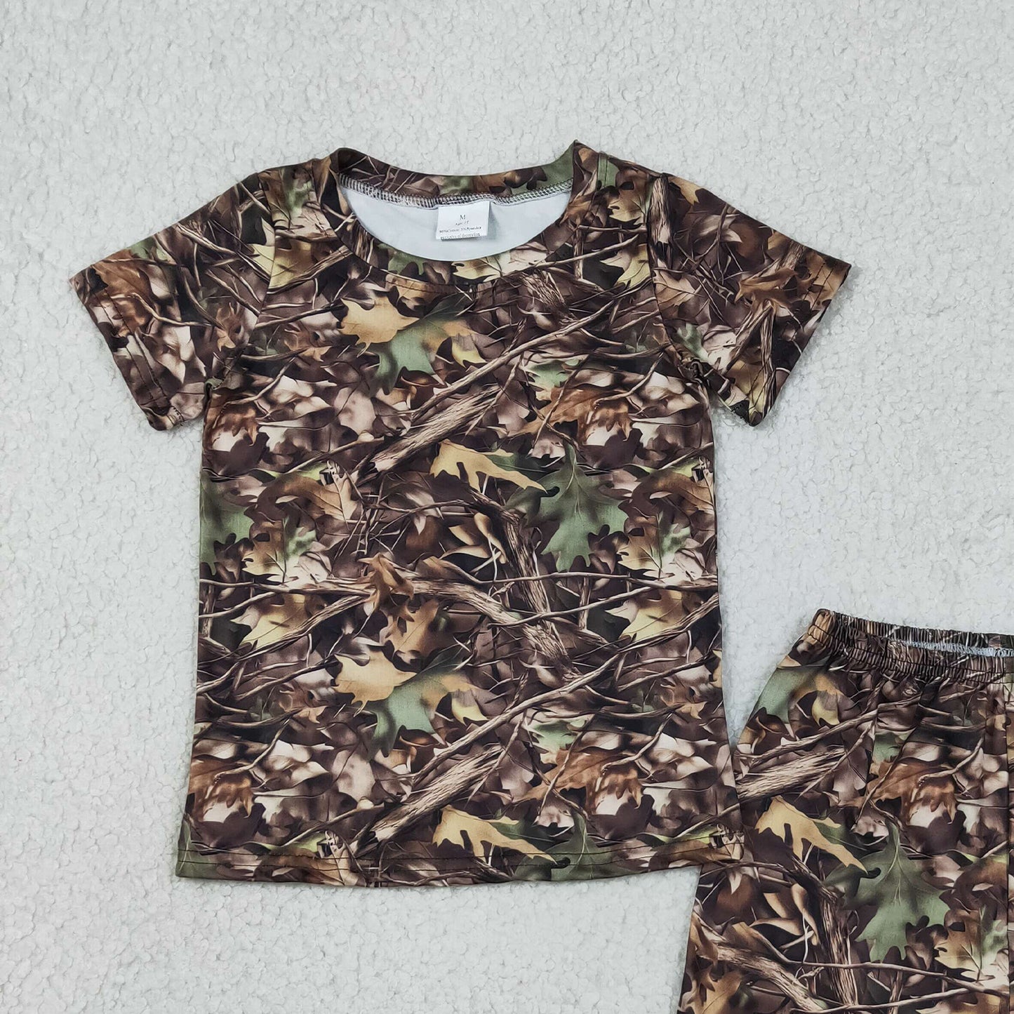RTS NO MOQ milk silk BSSO1929 Baby Boys Outdoor Hunting Southern Leaves Camo Loungewear Sleepwear Set