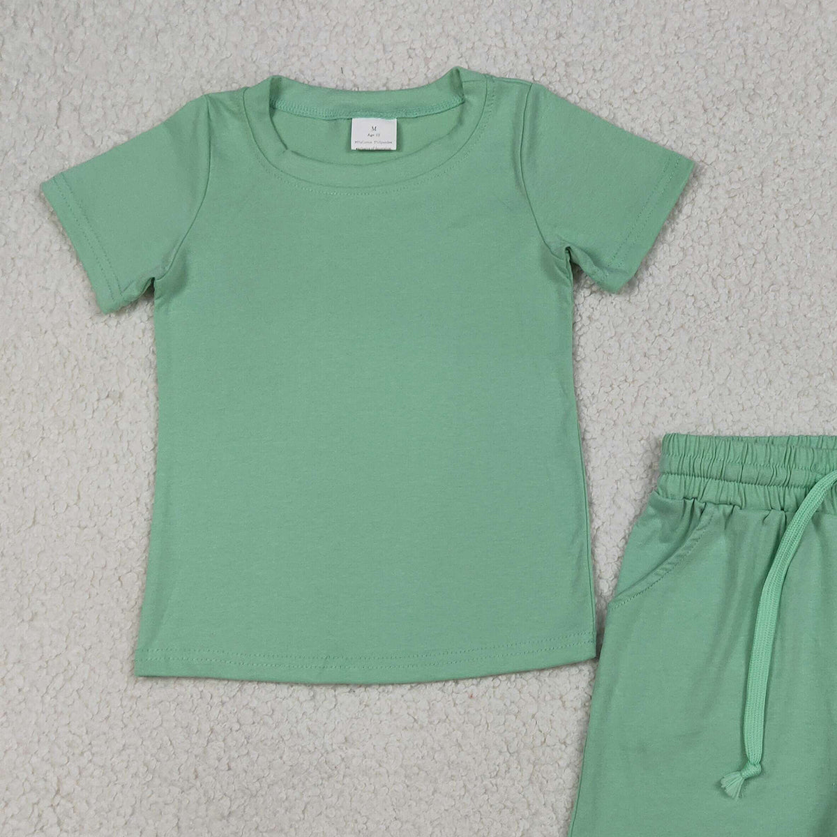 RTS NO MOQ BSSO1886 Baby Boys Green Short Sleeve Shirt with Pockets And Shorts Outfit Set