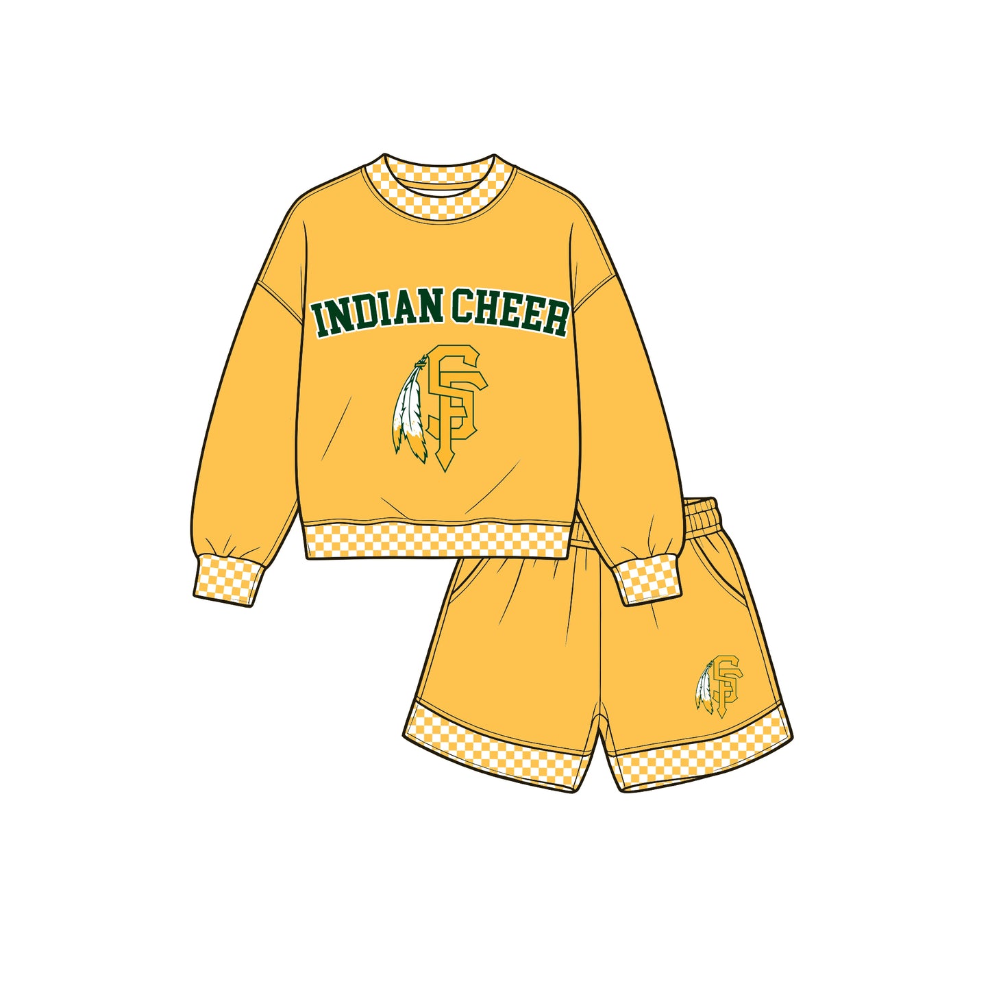 custom moq 5 mix size XY072101 Baby Kids Letter Print Long Sleeve Top Shorts Team Clothes Set