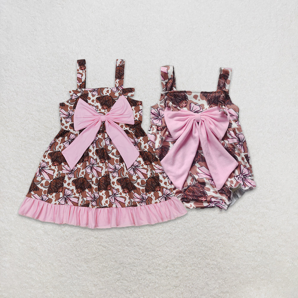 RTS NO MOQ baby girl clothes bow flying-sleeved romper dress