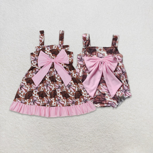 RTS NO MOQ baby girl clothes bow flying-sleeved romper dress