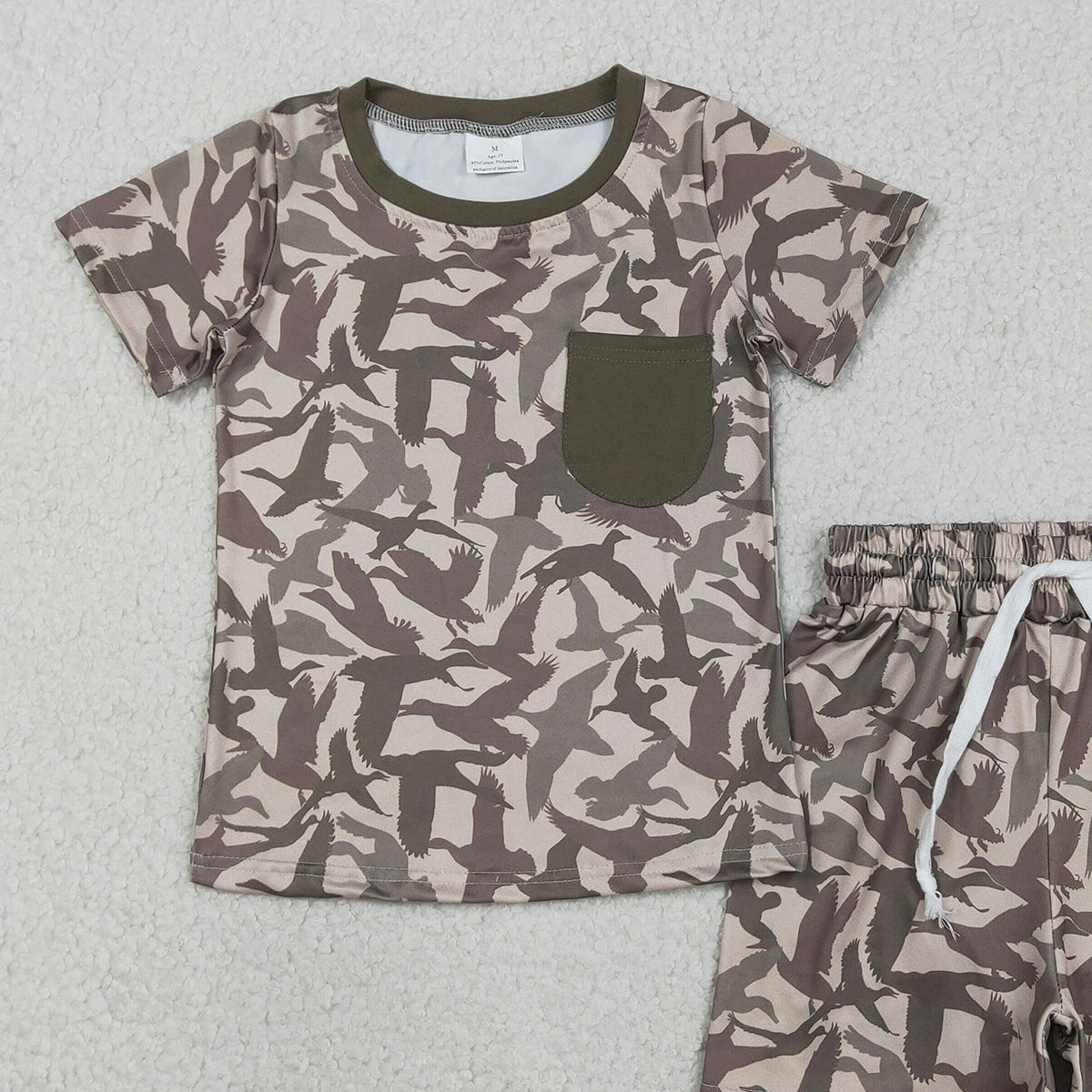 RTS NO MOQ BSSO1795 Baby Boys Camouflage Pajamas Set with Pocket Top And Shorts Hunting Sleepwear for Infants