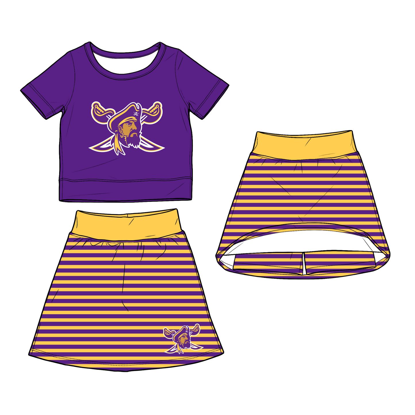 custom moq 5 mix size XY070101 Baby Girls Summer Short Sleeve Top Striped Skirt Cute Set
