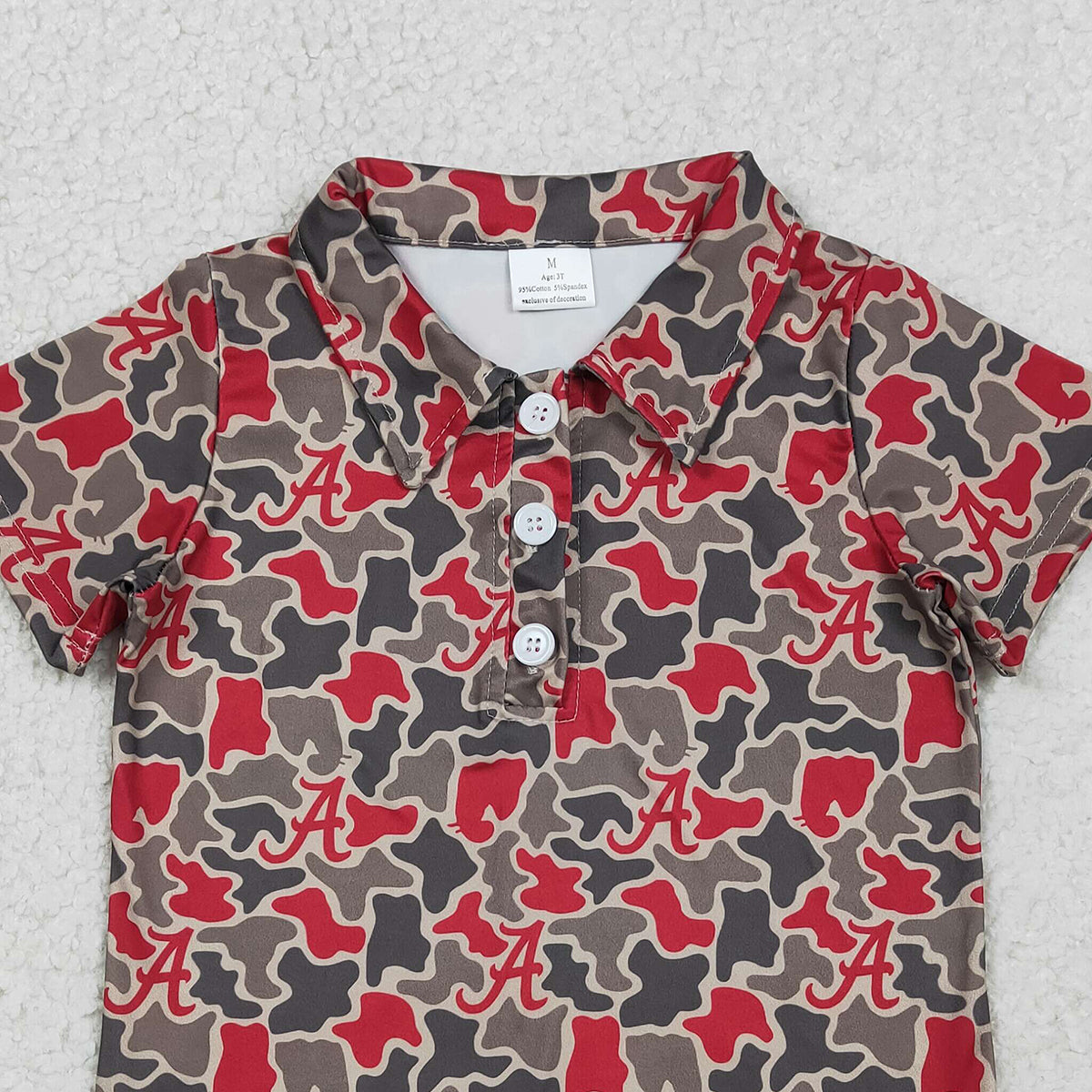 RTS NO MOQ BT1698  Baby Boys Camouflage Team Button Polo Shirts Short Sleeve Top for Kids