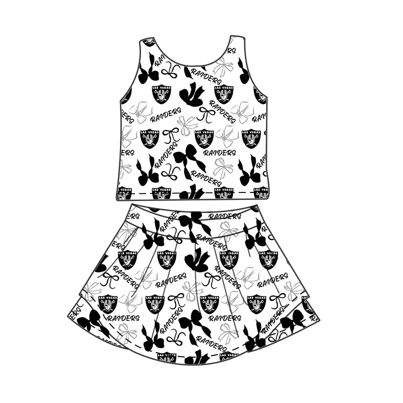 Custom moq 5 mix size milk silk summer teams Baby Girls Black Bow Vest Top Skirt Shorts Sets Sleeveless Knee Length Dresses Yoga Shorts Yoga Active Outfit