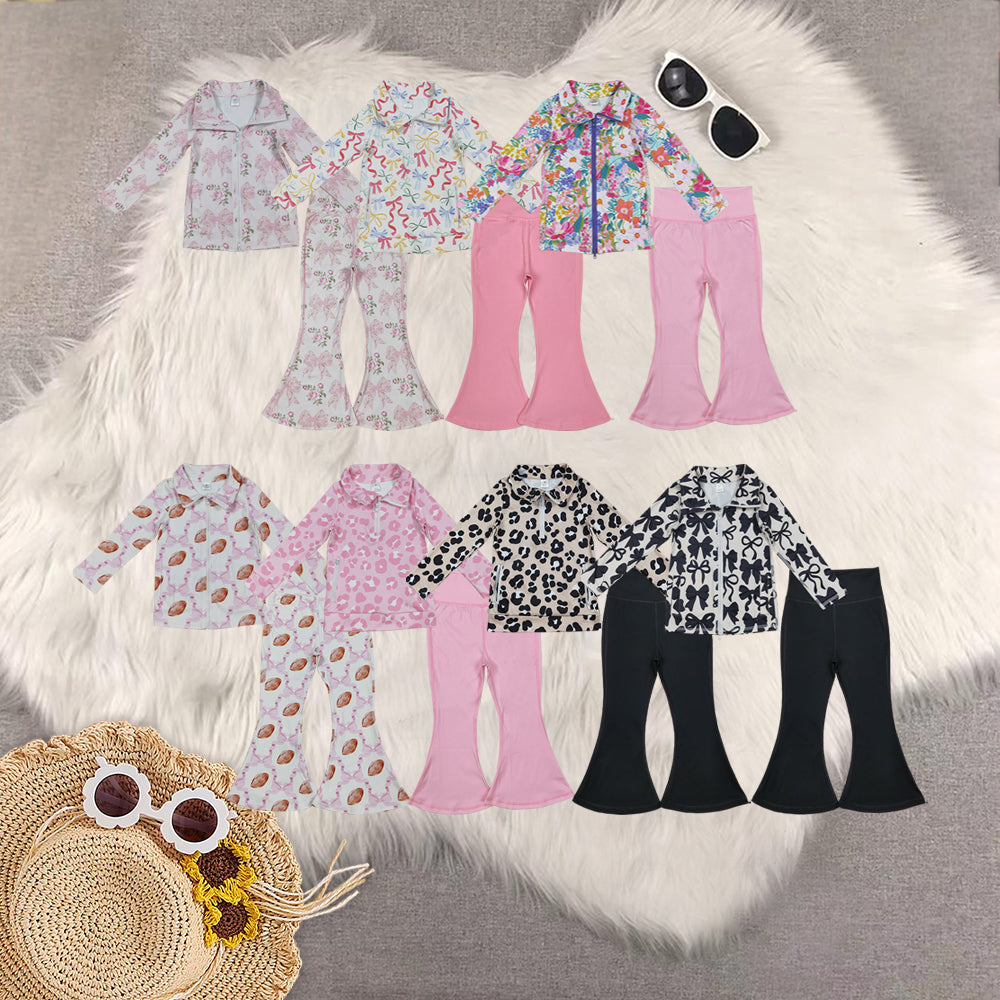 RTS NO MOQ Sibling Baby Girl clothes Yoga Long Sleeve Trousers Sets