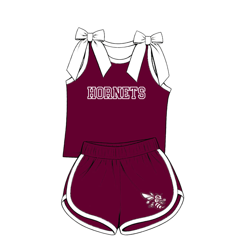 custom moq 5 mix size XY070401 Baby Kids Dark Red Top And Pants Casual Fashion Outfit Set