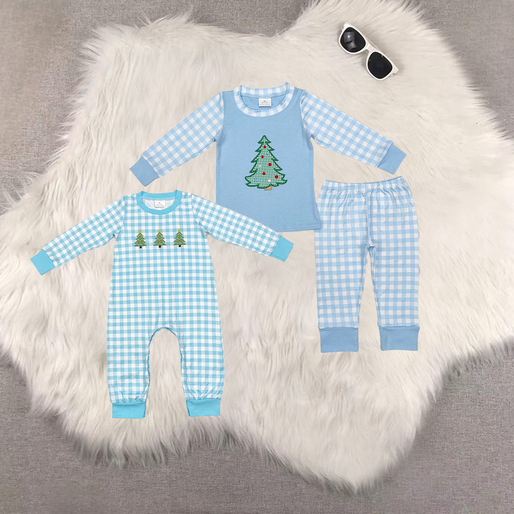RTS NO MOQ Baby boys embroidery Christmas Pink long sleeve Clothes Sets rompers