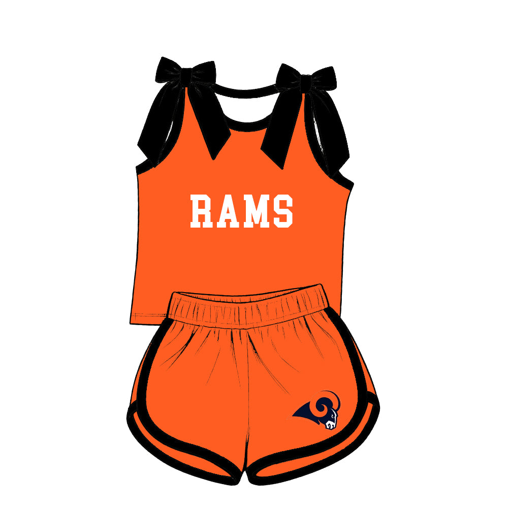 custom moq 5 mix size XY072001 Baby Girls Bow Sleeveless Letter Printed Top Shorts Summer Team Set