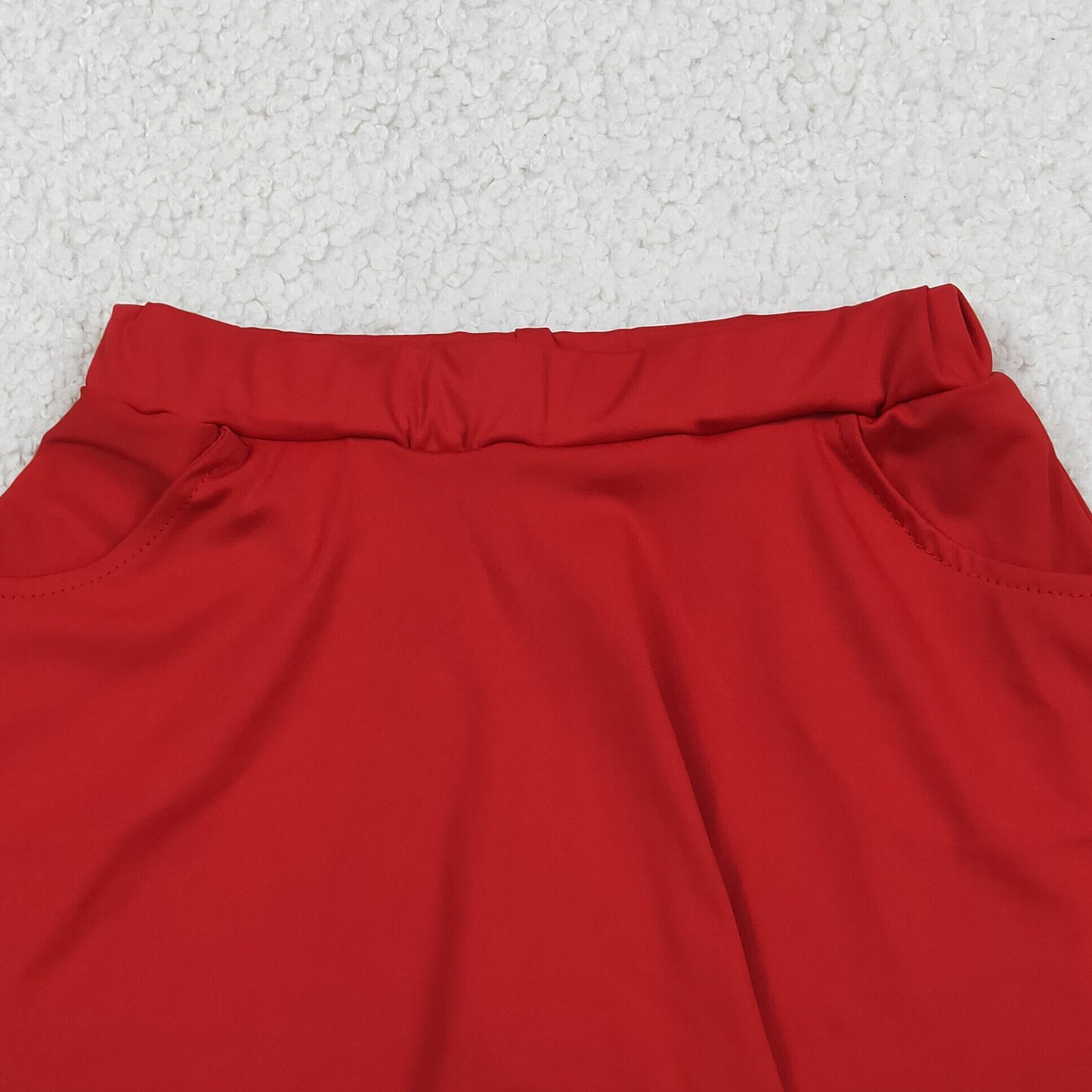 RTS NO MOQ yoga fabric cotton GLK0235 Baby Girls Red Pockets Scallop Skirt Shorts Yoga Active Bottom
