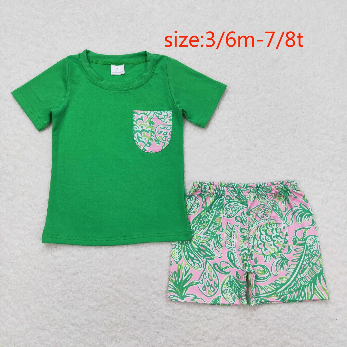 RTS NO MOQ baby boy clothes floral pattern short sleeve Clothes Sets