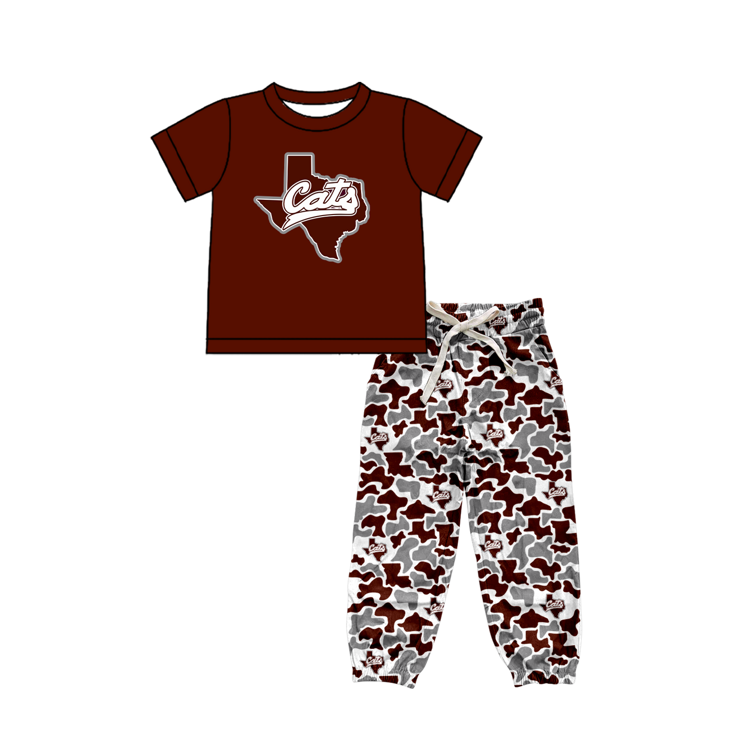 custom moq 5 mix size XY062701 Baby Boys Short Sleeve Top Drawstring Camouflage Pants Set