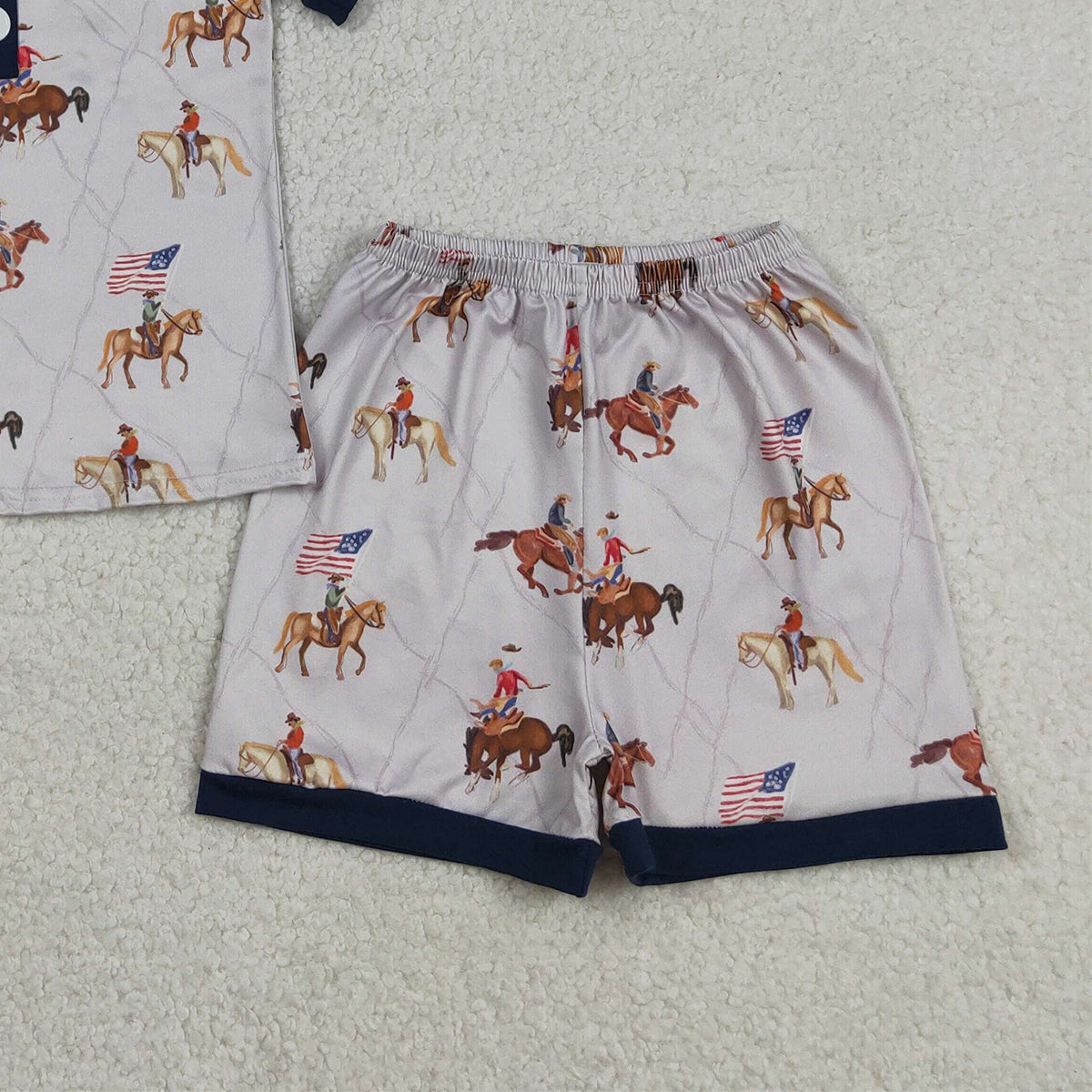 RTS NO MOQ BSSO1497 Baby Boys 4th of July Pajamas Set Button Top Short Outfit