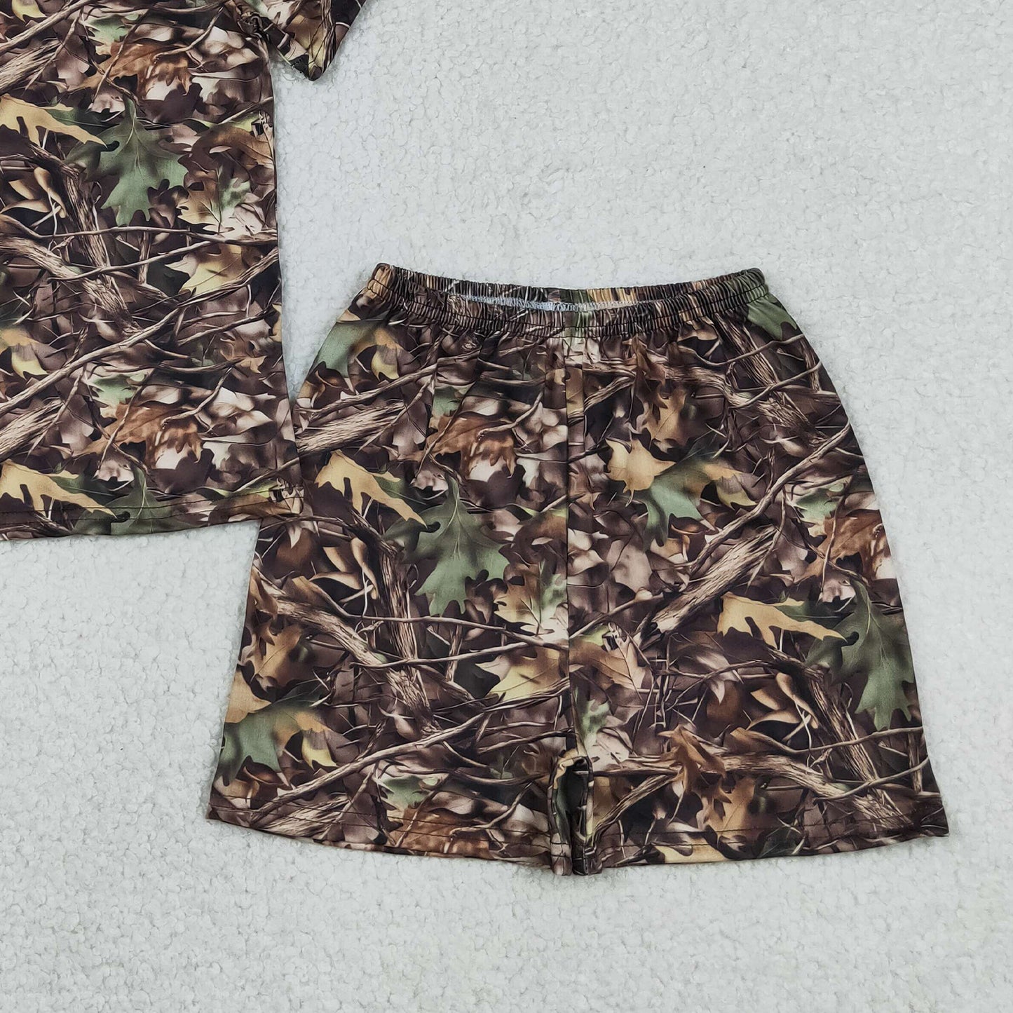 RTS NO MOQ milk silk BSSO1929 Baby Boys Outdoor Hunting Southern Leaves Camo Loungewear Sleepwear Set