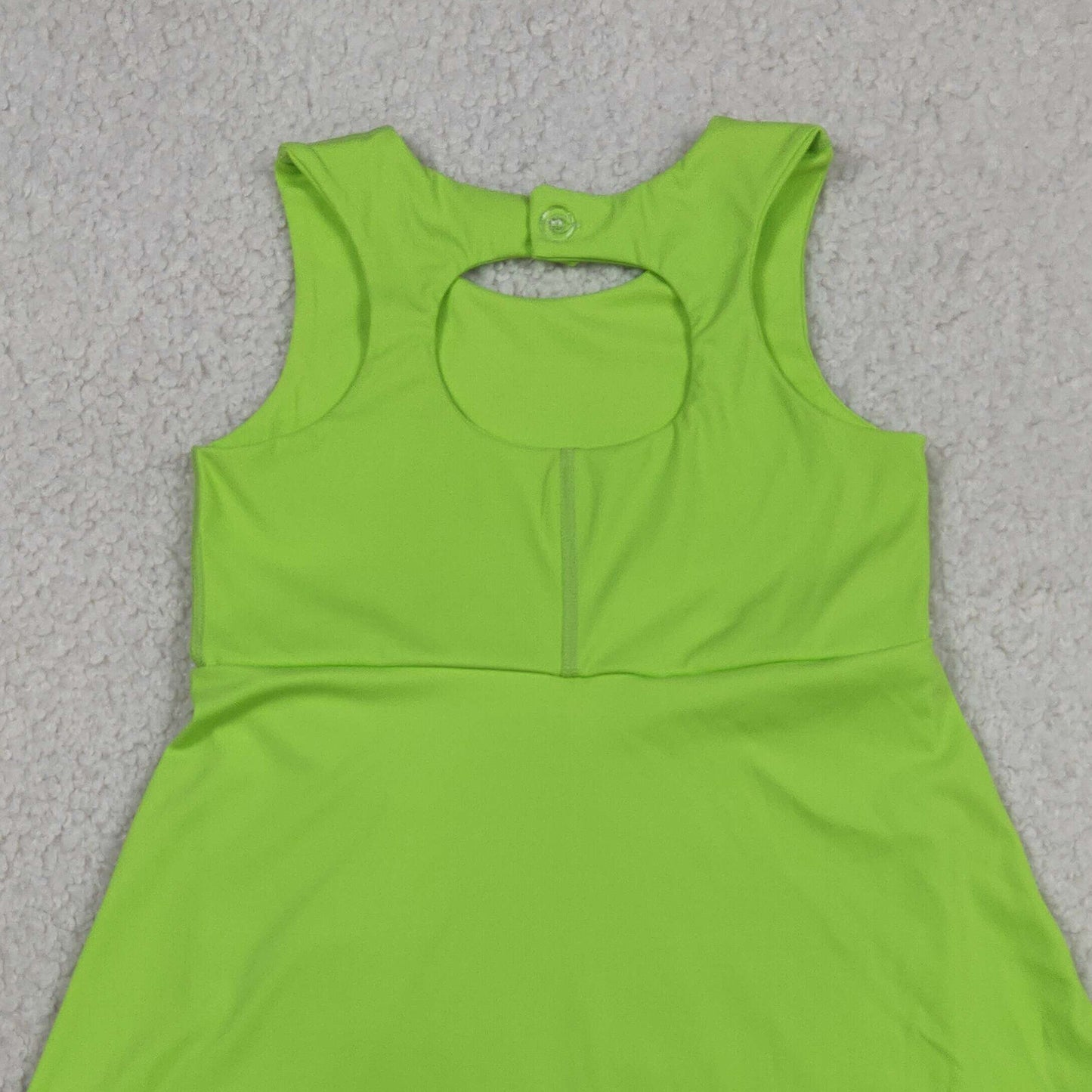 RTS NO MOQ yoga fabric GSD3316 Baby Girls Light Green Sleeveless Bow Scallop Edge Yoga Knee Dress