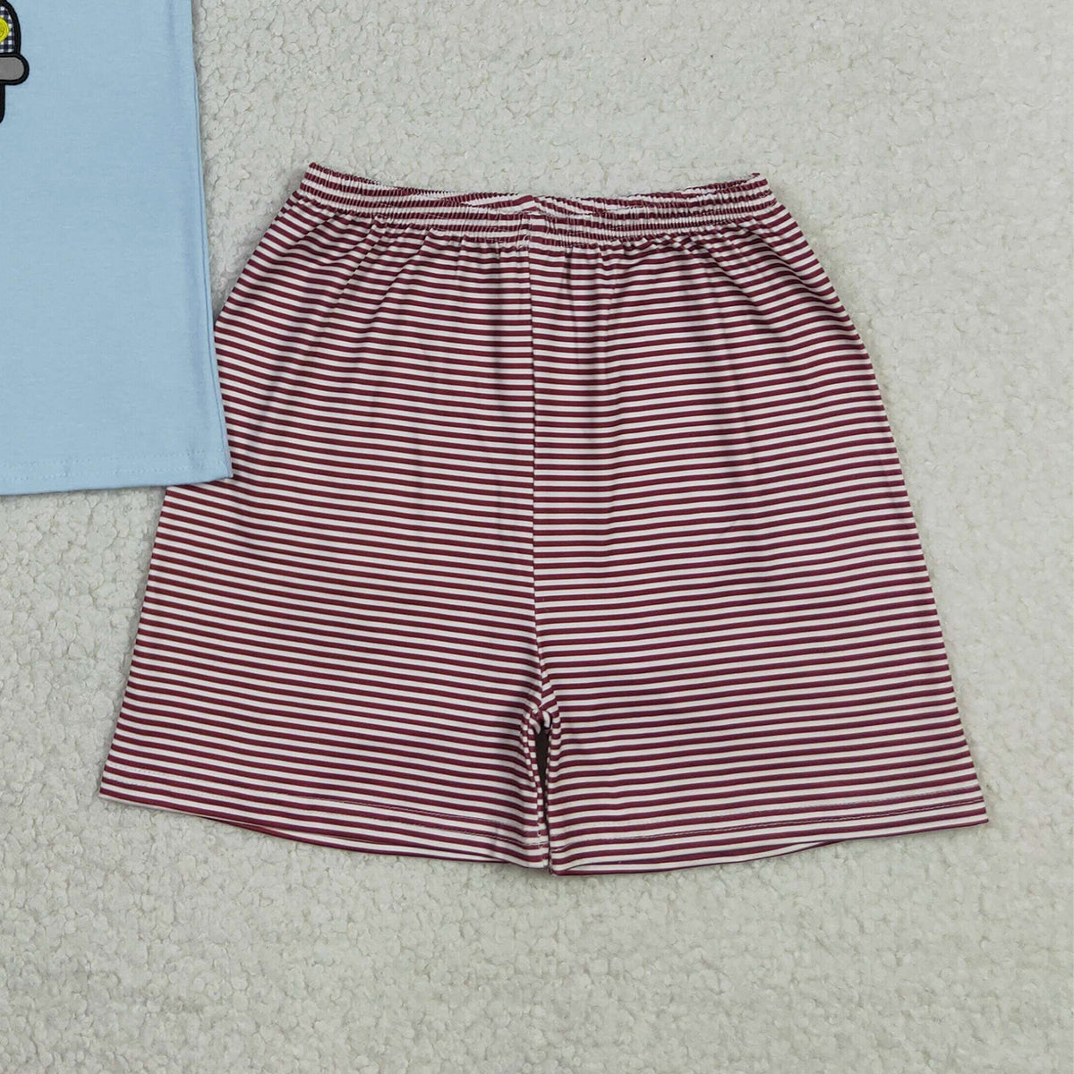 RTS NO MOQ BSSO1918 Baby Boys 4th of July Outfit Set with Embroidery Dog Flag Trucks Top And Stripe Shorts for Toddlers