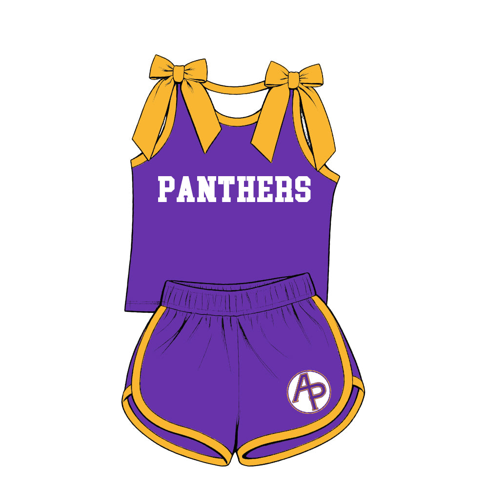 custom moq 5 mix size XY071501 Baby Girls Bow Sleeveless Tank Top Shorts Summer Team Outfit