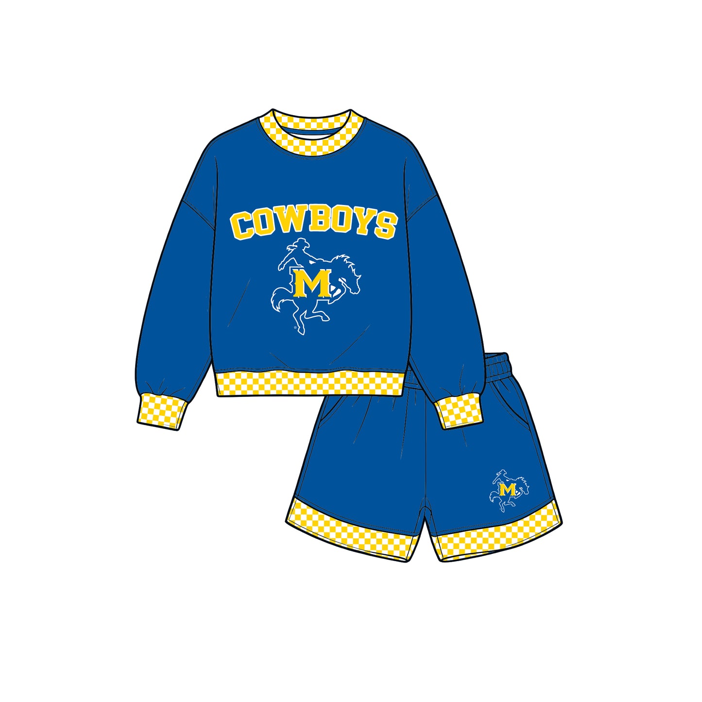 custom moq 5 mix size XY072101 Baby Kids Letter Print Long Sleeve Top Shorts Team Clothes Set