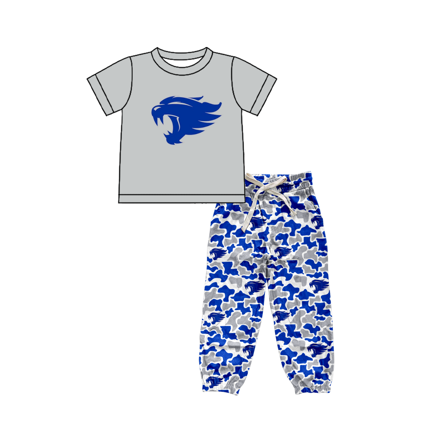 custom moq 5 mix size XY062601 Baby Boys Short Sleeve Top And Camouflage Drawstring Waist Pants Clothes Set