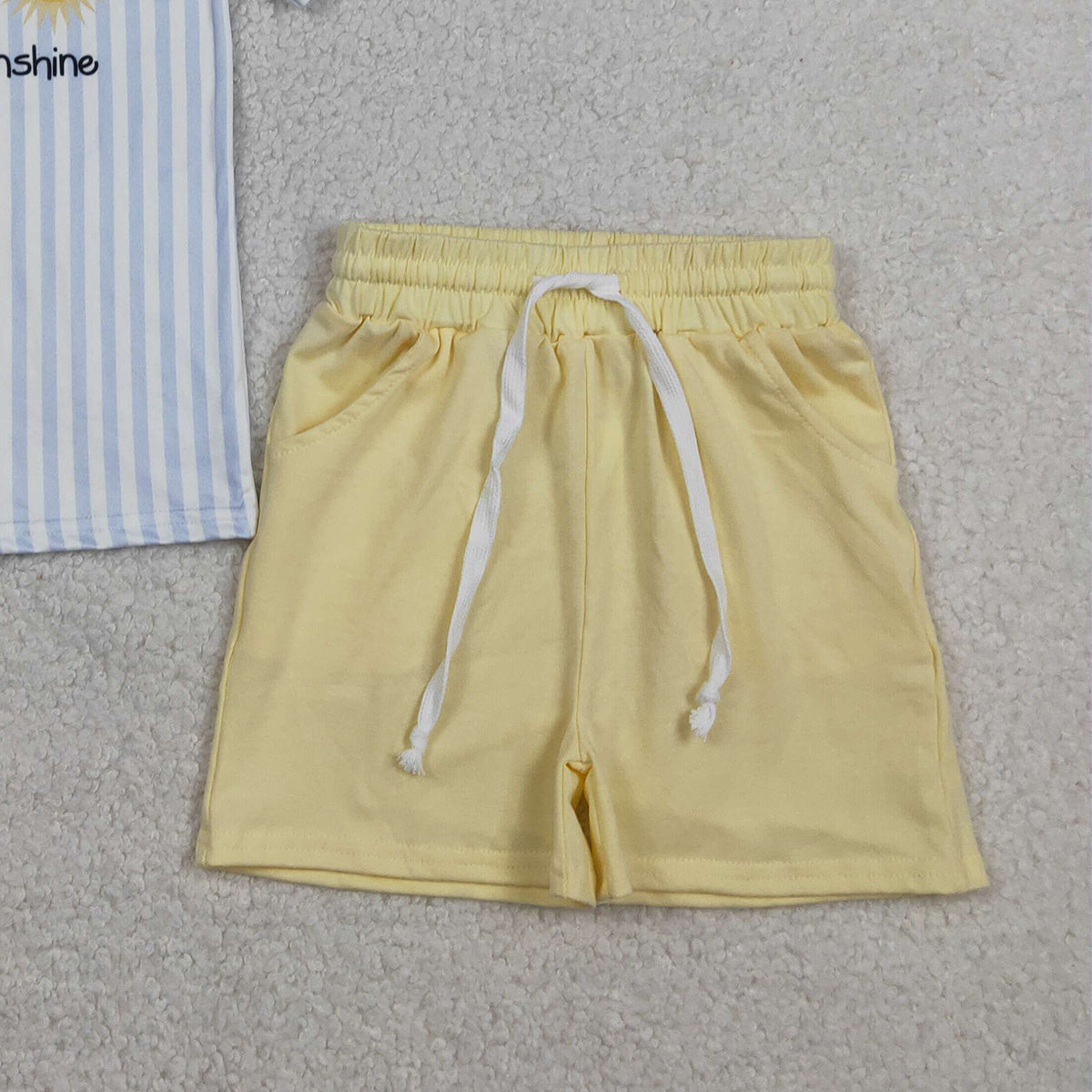 RTS NO MOQ BSSO1734 Baby Boys 'You Are My Sunshine' Striped Top with Pockets And Shorts Clothing Set