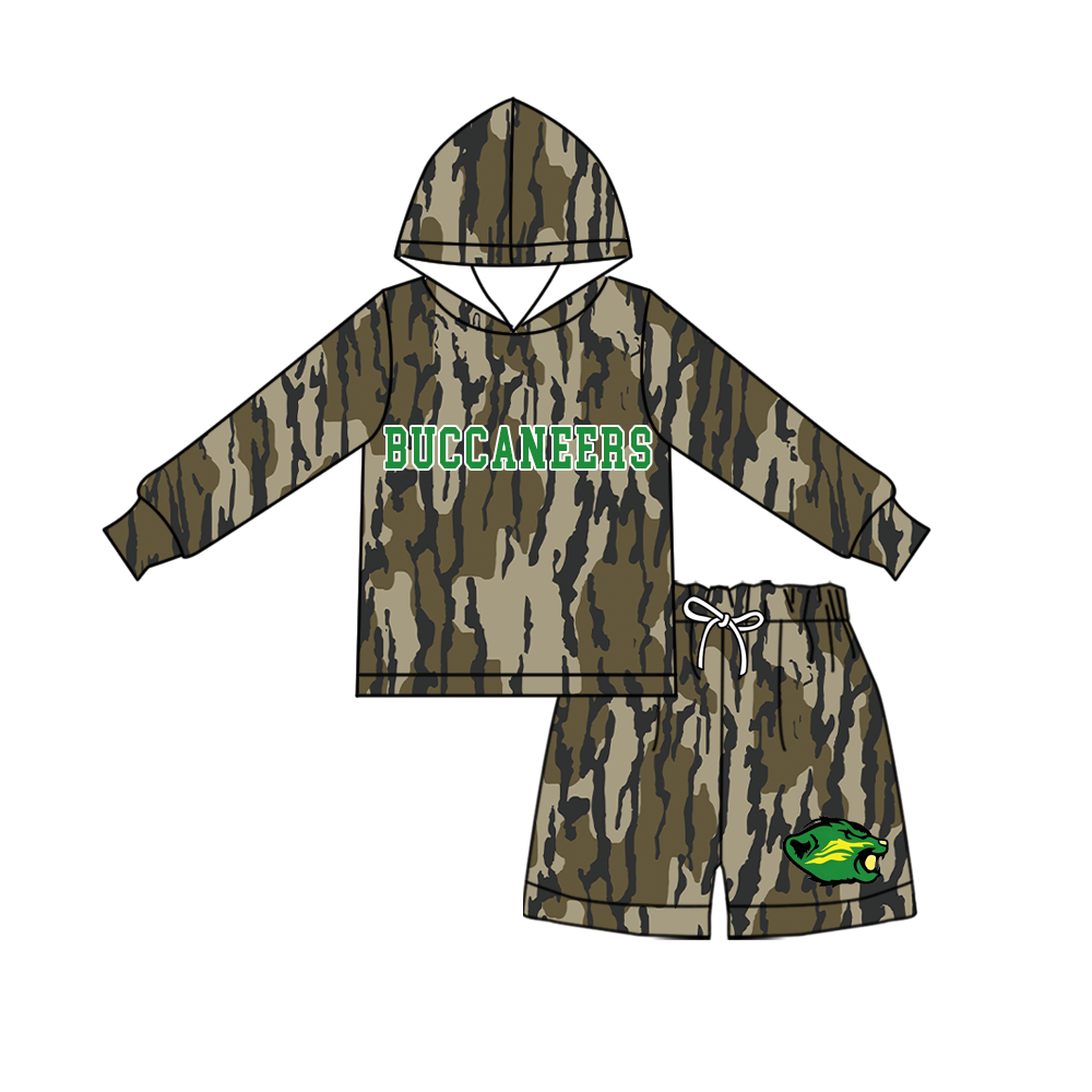 custom moq 5 mix size XY072901 Baby Kids Camo Long Sleeve Hooded Top Camo Shorts Outfit