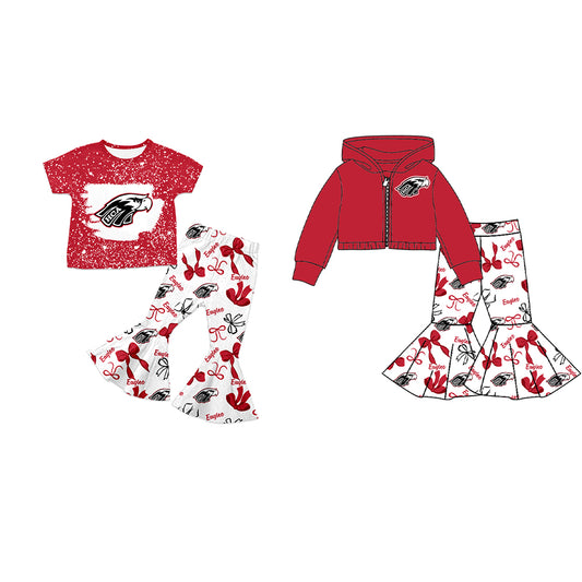Custom moq 5 mix size milk silk summer teams baby girls clothes bow red short sleeve pants sets and hooded long sleeve pants sets-25.7.23