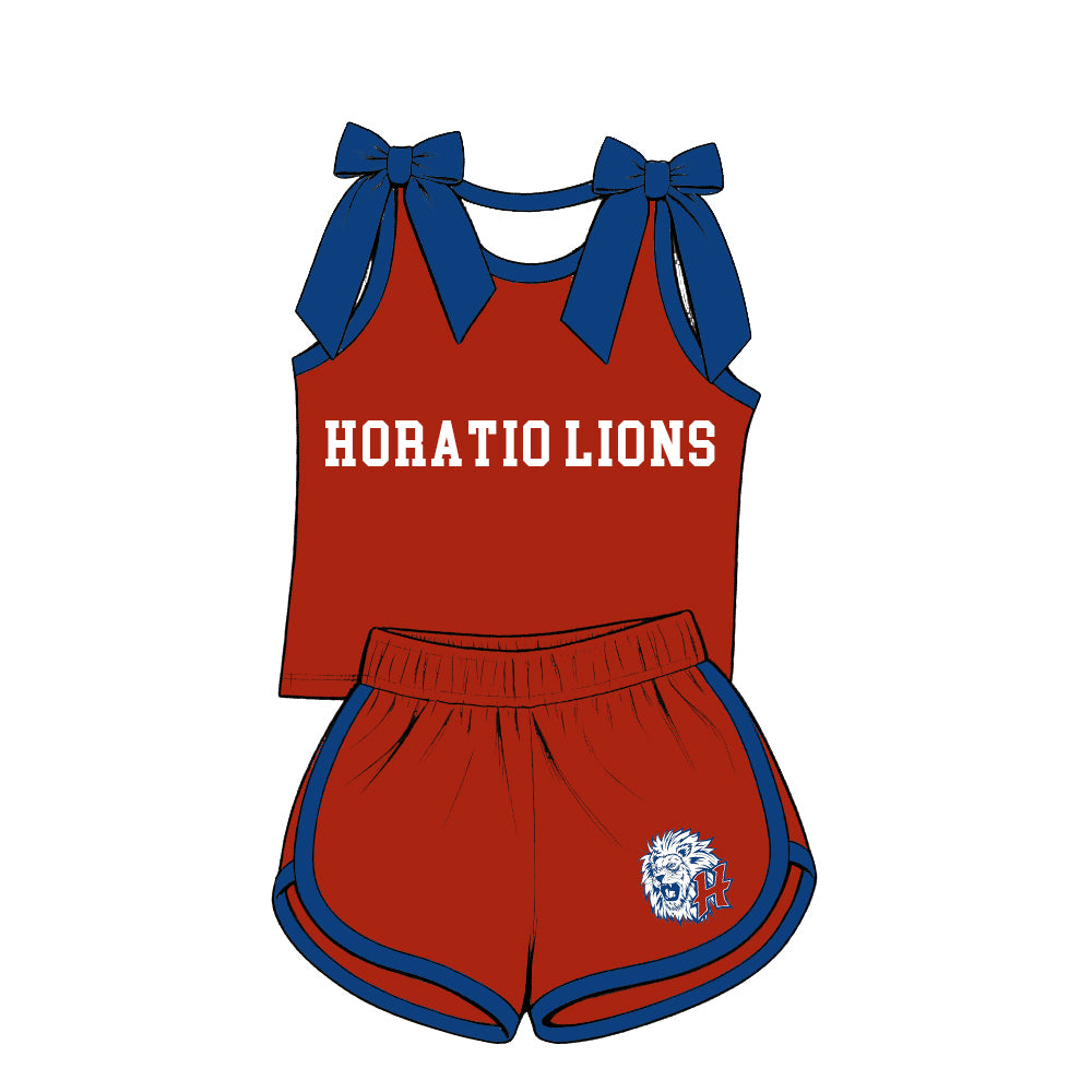 custom moq 5 mix size XY072001 Baby Girls Bow Sleeveless Letter Printed Top Shorts Summer Team Set